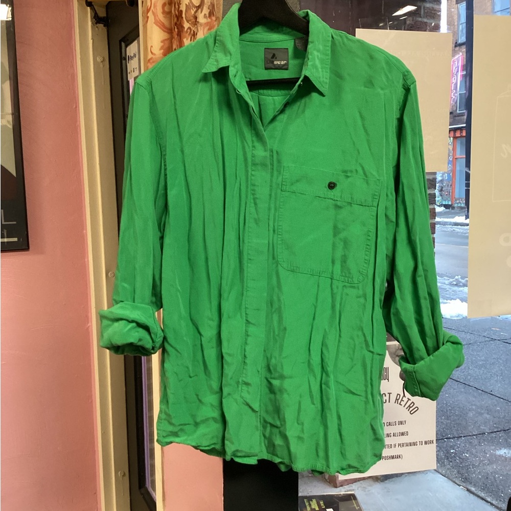 Vibrant Green Button Down Shirt - Picture 1 of 4